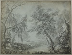 Forest with Stream and Figures by Jean Baptiste Pillement