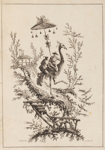 Ostrich Riders, Plate from a Set of Chinoiserie Representations by Jean Baptiste Pillement