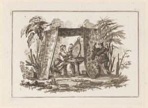 Women Looking in Mirror, from "Nouveau Cahier de Six Feuilles De Différents Sujets Chinois Historiés" by Jean Baptiste Pillement