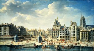 A square on the banks of the Seine in Paris by Jean Baptiste Raguenet