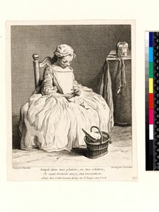 Little Girl with Her Lunch (La Petite Fille aux Cerises) Engraved by Charles Nicolas Cochin I (1688-1754) 1738