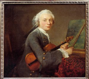 Young Man with a Violin or Portrait of Charles Theodose Godefroy by Jean Baptiste Simeon Chardin