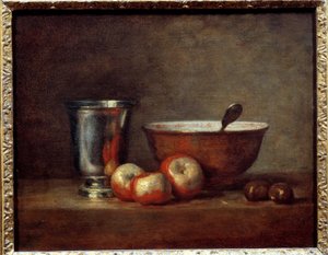 The silver cup. Painting by Jean Baptiste Simeon Chardin (1699-1779) by Jean Baptiste Simeon Chardin