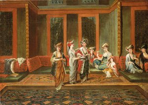 Armenian women drinking coffee in an interior by Jean Baptiste Vanmour