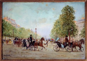 La promenade aux Champs-Elysees. Painting by Jean Beraud (1849-1935) 19th century. Paris, Musee Carnavalet