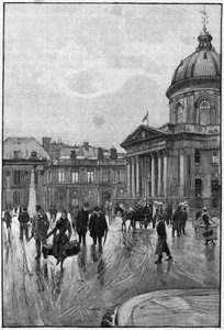 Parisian scene in the 19th century: the left bank with the Institut de France