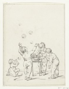 Children Blowing Bubbles by Jean Bernard