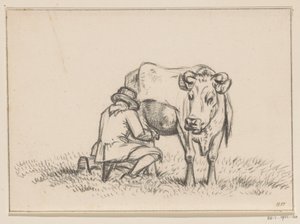 A Cow Being Milked by Jean Bernard
