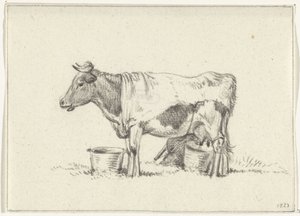 Standing Cow with Milk Bucket and Stool by Jean Bernard
