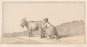Woman Milking a Goat by Jean Bernard