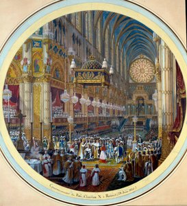 The coronation of Charles X in the Cathedral of Reims, 28 May 1825 (Watercolor by Jean Charles Develly, 1825)