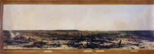 Campaign of Russia: Panorama of the Battle of Moscova on 7/09/1812. The Battle of Moskova (also Battle of Borodino) between the French of Napoleon I Bonaparte and the Russian imperial army led by Mikhail Kutuzov