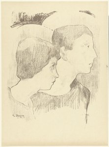 Two Heads of Martyrs or Boys with Nimbus by Jean Danguy