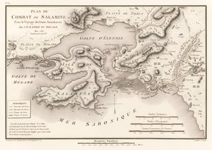 Plan of the Battle of Salamis 480 BC by Jean Denis Barbie du Bocage (1760-1825) from Travels of Anacharsis in Greece by Jean Denis Barbie du Bocage