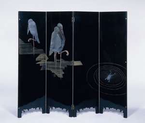 Three Storks and a Frog in a Pond, c.1930