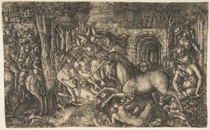 A King Pursued by a Unicorn, from the Unicorn Series, ca. 1555