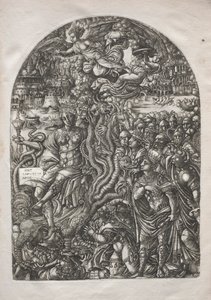 The Apocalypse: Babylon the Harlot, Seated on the Seven-headed Beast by Jean Duvet