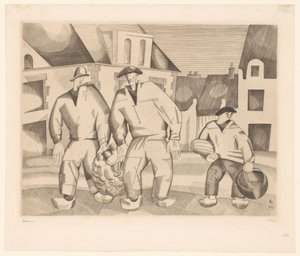 Three Sailors in a Street by Jean Emile Laboureur (signed by artist)