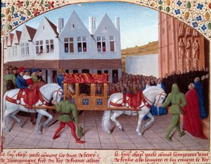 Entry of Charles IV German emperor in 1378 in Saint-Denis. Miniature from 