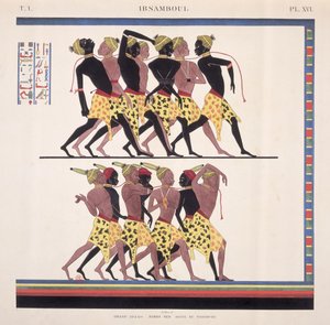 Interpretation of the frescoes at Ibsambul depicting Nubian slaves, from "Monuments of Egypt and Nubia" by the artist, c.1835 by Jean Francois Champollion