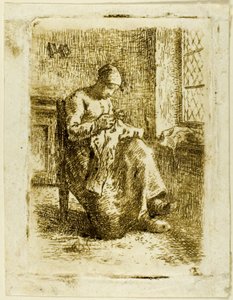 A Woman Sewing by Jean Francois Millet