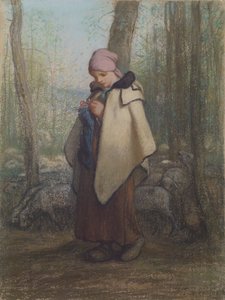 The Knitting Shepherdess by Jean Francois Millet