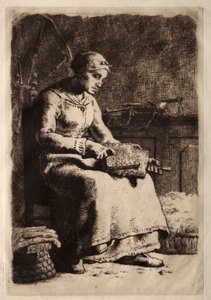 Woman Carding by Jean Francois Millet