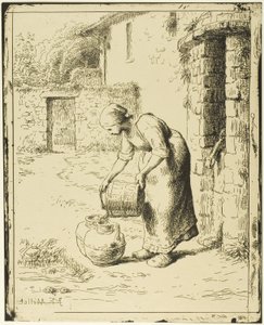 Woman Emptying a Pail by Jean Francois Millet