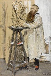Portrait of the Sculptor Auguste Rodin in his Studio by Jean Francois Raffaelli