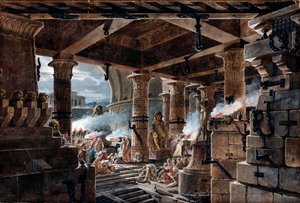Architectural Fantasy: Interior View of an Egyptian Temple by Jean François Thomas de Thomon