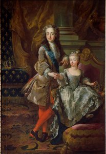 Portrait of King Louis XV and His Fiancee Marie Anne Victoire of Spain