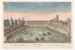 View of the Pont au Change over the Seine in Paris by Jean François Daumont