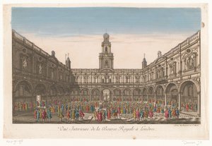 View of the Interior of the Royal Exchange in London (Vue interieure de la Bourse Royale à Londres) by Jean François Daumont