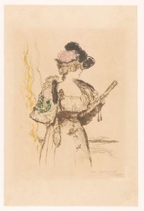 Lady with Fan by Jean François Raffaëlli (signed by artist)