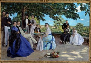 Family Meeting: Portrait of a French Bourgeoisie Family Gathered in a Garden by Jean Frederic Bazille