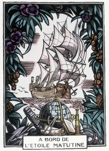 Ship at Sea: Illustration by Jean-Gabriel Daragnes for the book 