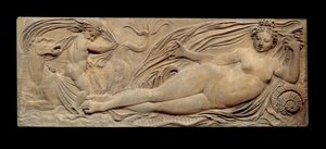 Nymph and little genie rides on a marine horse; Nymph and Triton surrounded by two small genies by Jean Goujon