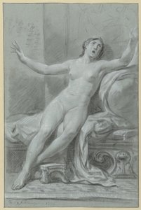 Seated Female Nude, with Raised Arms