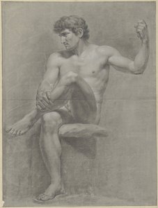 Seated Male Nude, Left Leg on Right Knee by Jean Grandjean
