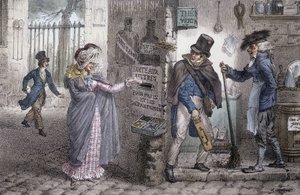 The mailbox - Lithography of Marlet, late 19th century