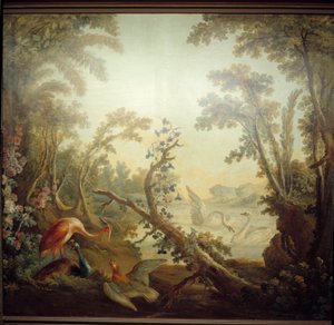 Marteau lounge sign: swan landscape. Jean Baptiste Huet and Jean Honore Fragonard