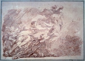 Minerva tears a young prince from the volupte Sanguine by Jean Honore Fragonard (1774) Besancon, Musee des Beaux Arts