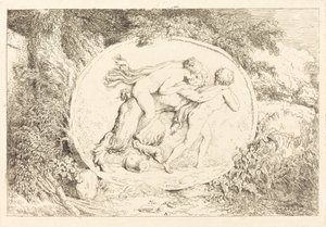 Nymph Astride a Satyr by Jean Honore Fragonard