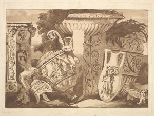 Composition with the Antique Fragments and a Leaning Vase, from Recueil de Compositions, 1782-84 by Jean Jacques Lagrenee