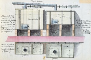 Design for system of heating water at the Hotel de Montholon in Paris, c.1787 by Jean Jacques Lequeu