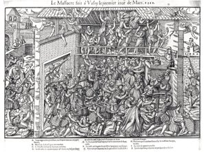 The Massacre of the Protestant Population by the Troops of the Duc de Guise at Wassy-sur-Blaise, 1st March 1562, engraved by Jacques Tortorel by Jean Jacques Perrissin