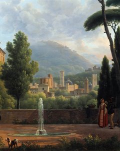 Landscape with a Fountain (detail) by Jean Joseph Bidault