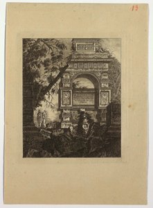 Frontispiece, vasi invention, from "Collection de divers sujets de vases, tombeaux, ruines et fontaines, utile aux artistes..." by Jean Laurent Legeay