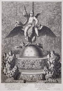 Fountains with a child representing the Genius of Royal Power by Pierre le Gros, at Versailles