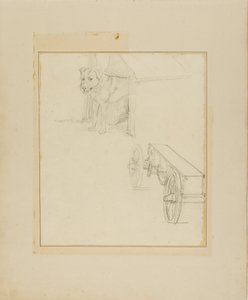 Dog Standing in Dog House and Study of a Munitions Cart
